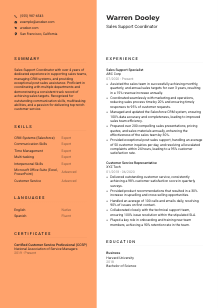 Sales Support Coordinator Resume Template #3