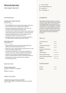 Sales Support Specialist Resume Template #2