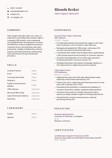 Sales Support Specialist Resume Template #3