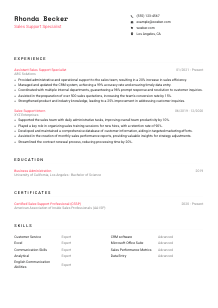 Sales Support Specialist CV Template #1