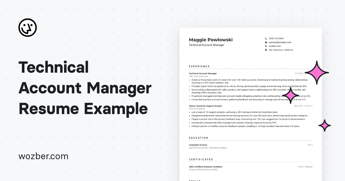 Technical Account Manager Resume Example