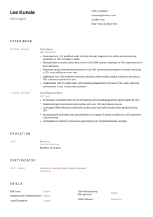 Sales Agent CV Template #1