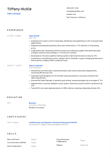 Sales Analyst Resume Template #8