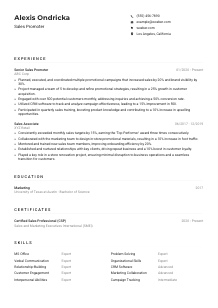 Sales Promoter CV Example