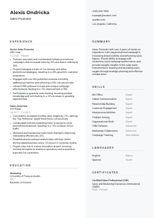 Sales Promoter Resume Template #12
