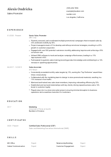 Sales Promoter Resume Template #3