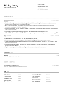 Sales Representative CV Template #2