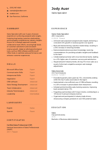 Sales Specialist Resume Template #3