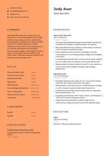 Sales Specialist CV Template #3