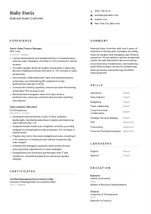 National Sales Controller Resume Template #7