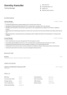 Territory Manager CV Example