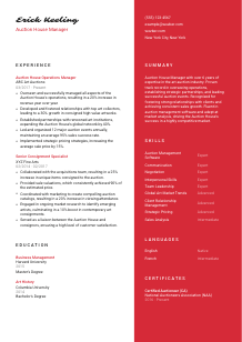 Auction House Manager Resume Template #3