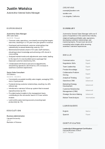 Automotive General Sales Manager Resume Template #2