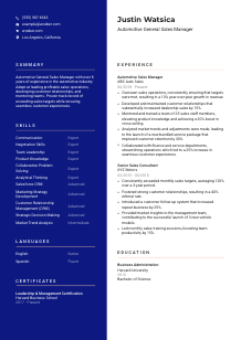 Automotive General Sales Manager Resume Template #3