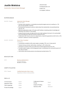 Automotive General Sales Manager Resume Template #1