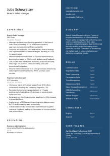 Branch Sales Manager CV Template #2