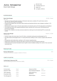 Branch Sales Manager CV Template #3