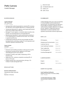 Cashier Manager Resume Template #7