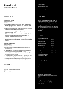 Clothing Store Manager Resume Template #3