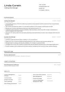 Clothing Store Manager Resume Template #2