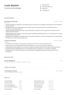 Convenience Store Manager Resume Example