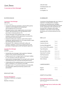 Convenience Store Manager CV Template #2