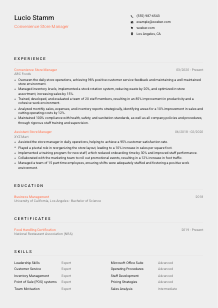 Convenience Store Manager Resume Template #3