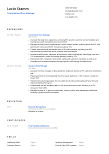 Convenience Store Manager Resume Template #1