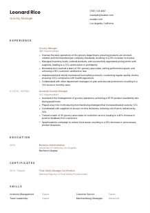 Grocery Manager CV Template #1