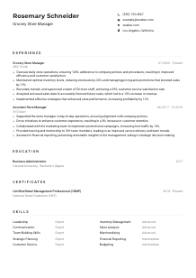 Grocery Store Manager Resume Example
