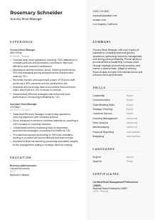 Grocery Store Manager CV Template #2