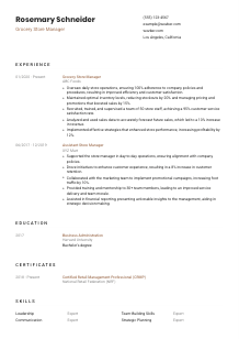 Grocery Store Manager CV Template #1
