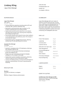 Liquor Store Manager Resume Template #5