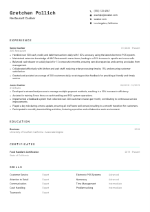 Restaurant Cashier Resume Template #18