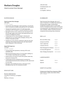 Retail Assistant Store Manager Resume Template #1