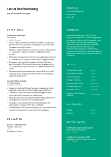 Retail General Manager Resume Template #2