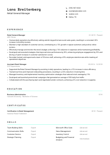 Retail General Manager CV Template #3