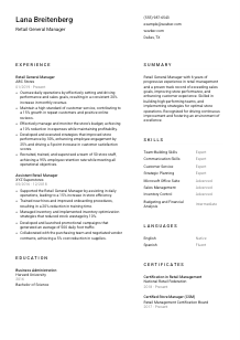 Retail General Manager Resume Template #1
