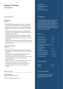 Retail Manager CV Template #2
