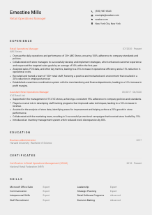 Retail Operations Manager Resume Template #3