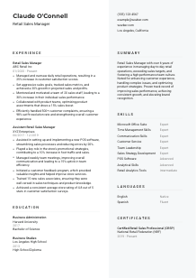 Retail Sales Manager CV Template #2