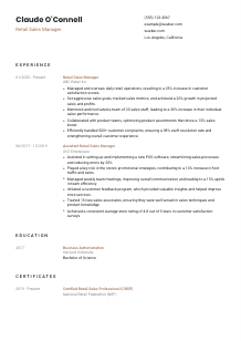 Retail Sales Manager CV Template #1