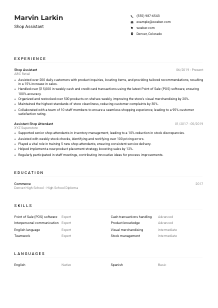 Shop Assistant Resume Example