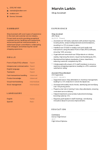 Shop Assistant CV Template #3