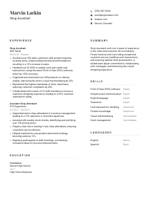 Shop Assistant CV Template #1