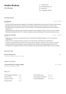 Store Manager Resume Example