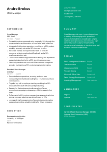 Store Manager Resume Template #2