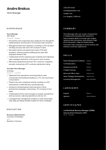 Store Manager Resume Template #3