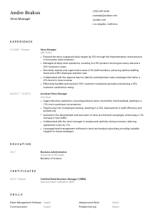 Store Manager Resume Template #1