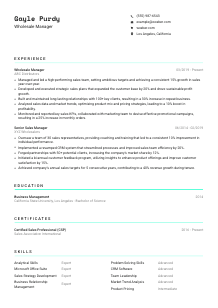 Wholesale Manager Resume Template #3